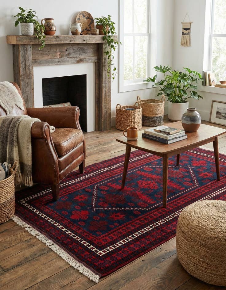 Detail image of  3' 8 x 6'  Hand Knotted Balouch Persian Wool Rug