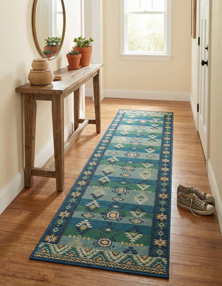 Detail image of  2' 7 x 12'  Washable Baja Indoor / Outdoor Runner Rug