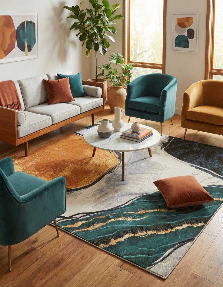 Detail image of  10' x 10'  Washable Modern Indoor / Outdoor Square Rug