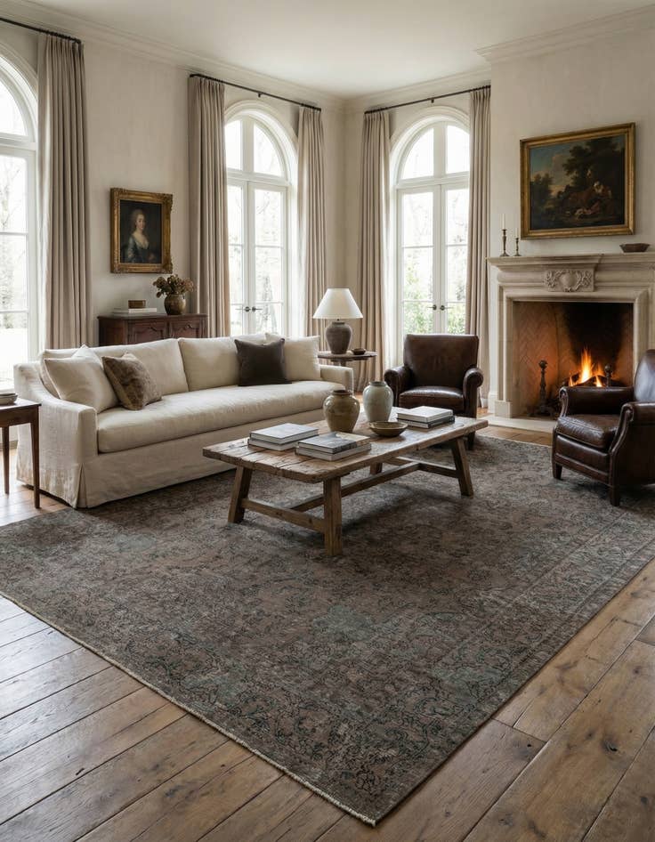 Detail image of 9' 6 x 12' Hand Knotted Ultra Vintage Persian Wool Rug