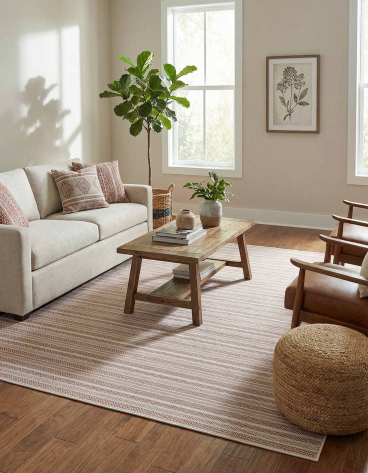Detail image of 9' x 12' Easy-Clean Striped Indoor / Outdoor Rug