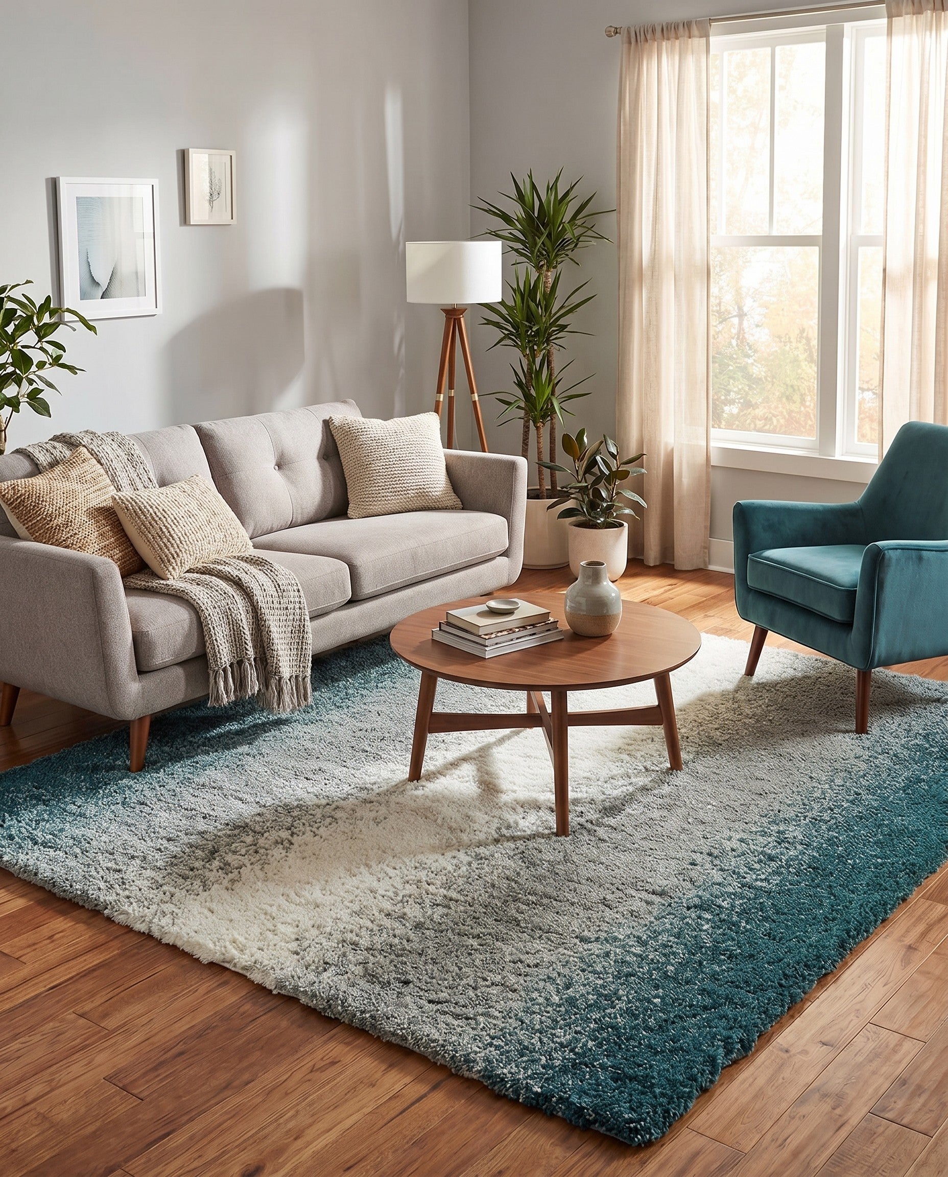 Teal Soft Touch Shag Square Rug