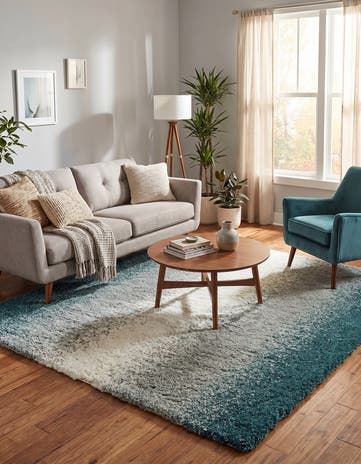 Teal Soft Touch Shag Square Rug