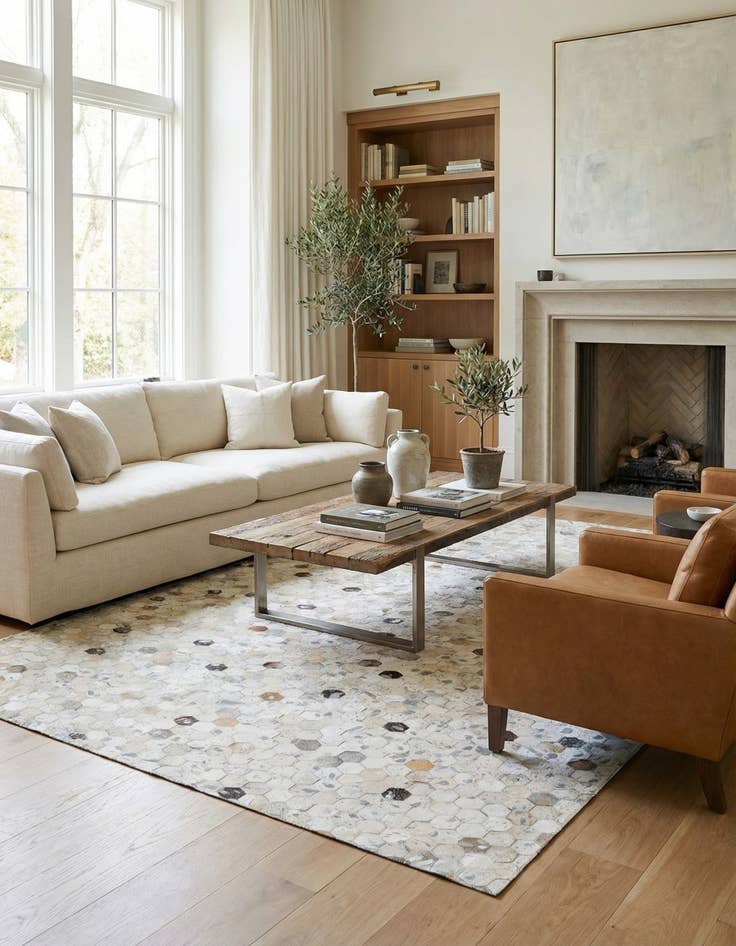 Detail image of 5' x 7' 11 Cowhide Stocks Rug