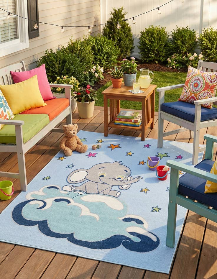 Detail image of  5' 3 x 7' 7  Washable  Indoor / Outdoor Rug