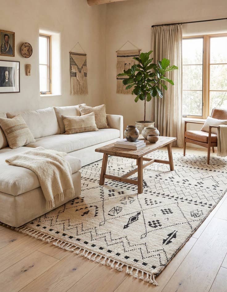 Detail image of 8' 2 x 10' 2  Hand Knotted Moroccan Wool Rug