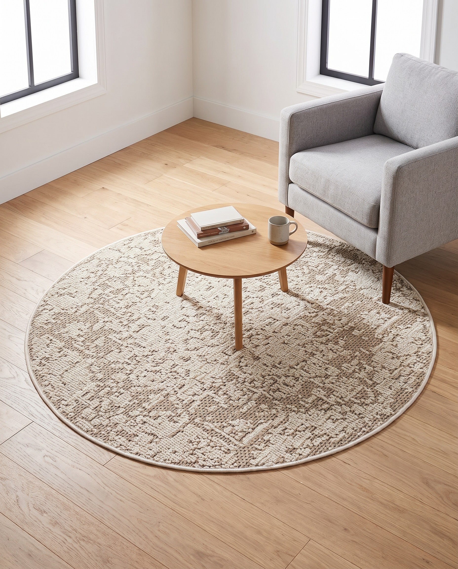 5' 3 x 5' 3 Easy-Clean Traditional Indoor / Outdoor Round Rug