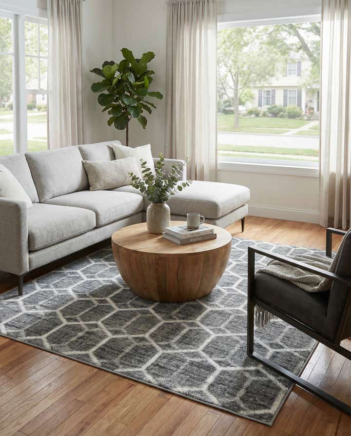 5' 3 x 5' 3 Lattice Trellis Square Rug