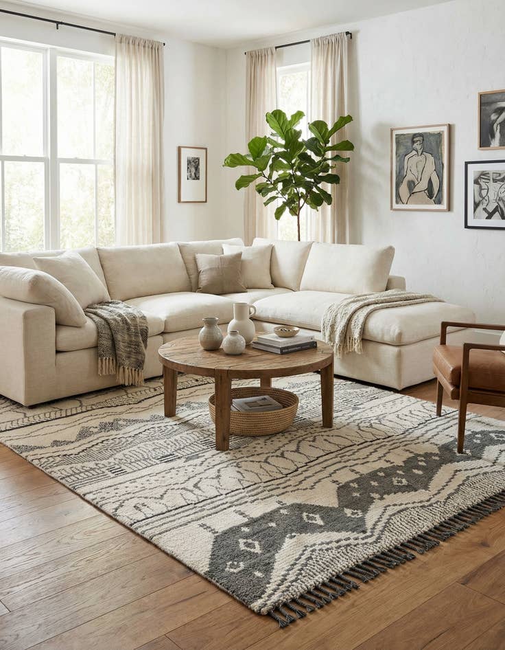 Detail image of 8' 1 x 10' 2  Hand Knotted Moroccan Wool Rug