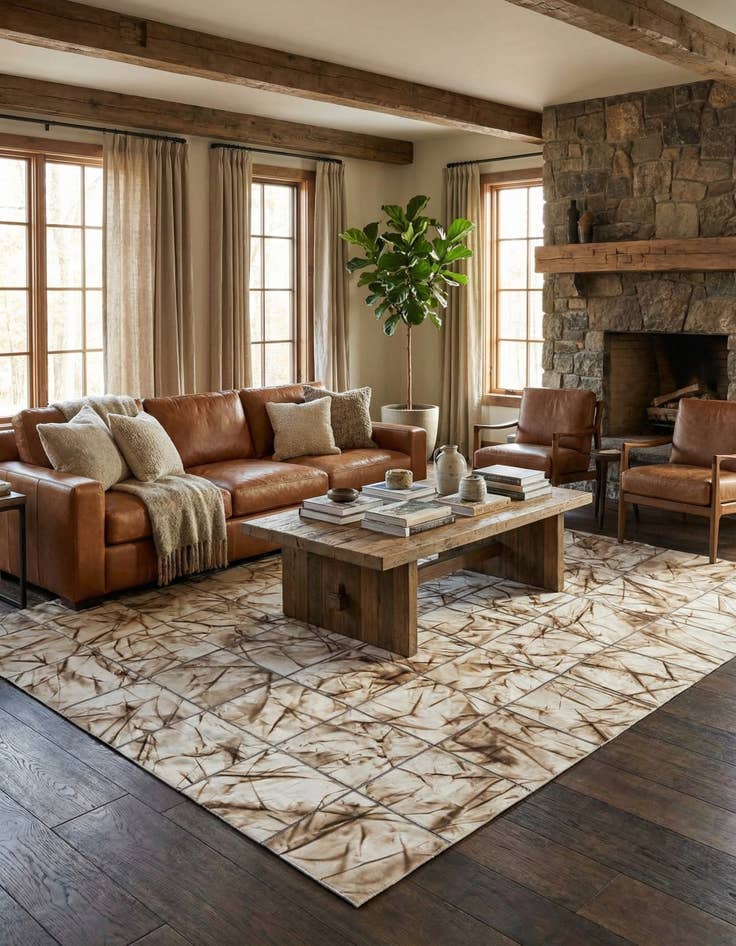 Detail image of  4' 11 x 7' 11 Cowhide - Patchwork Rug