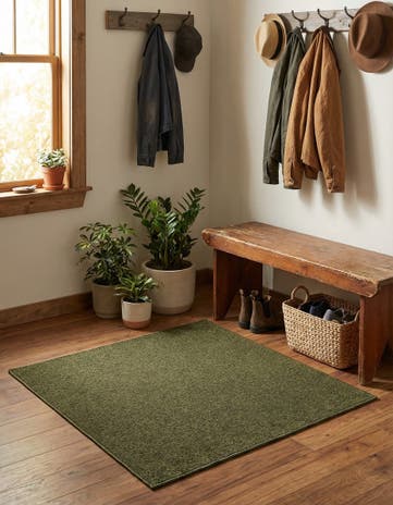 Pickle Green Everyday Solid Square Rug
