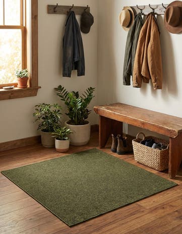 Pickle Green Everyday Solid Square Rug