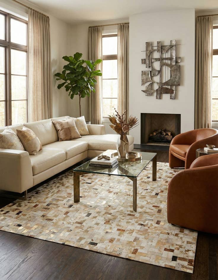 Detail image of  7' 1 x 10' 1 Cowhide - Patchwork Rug