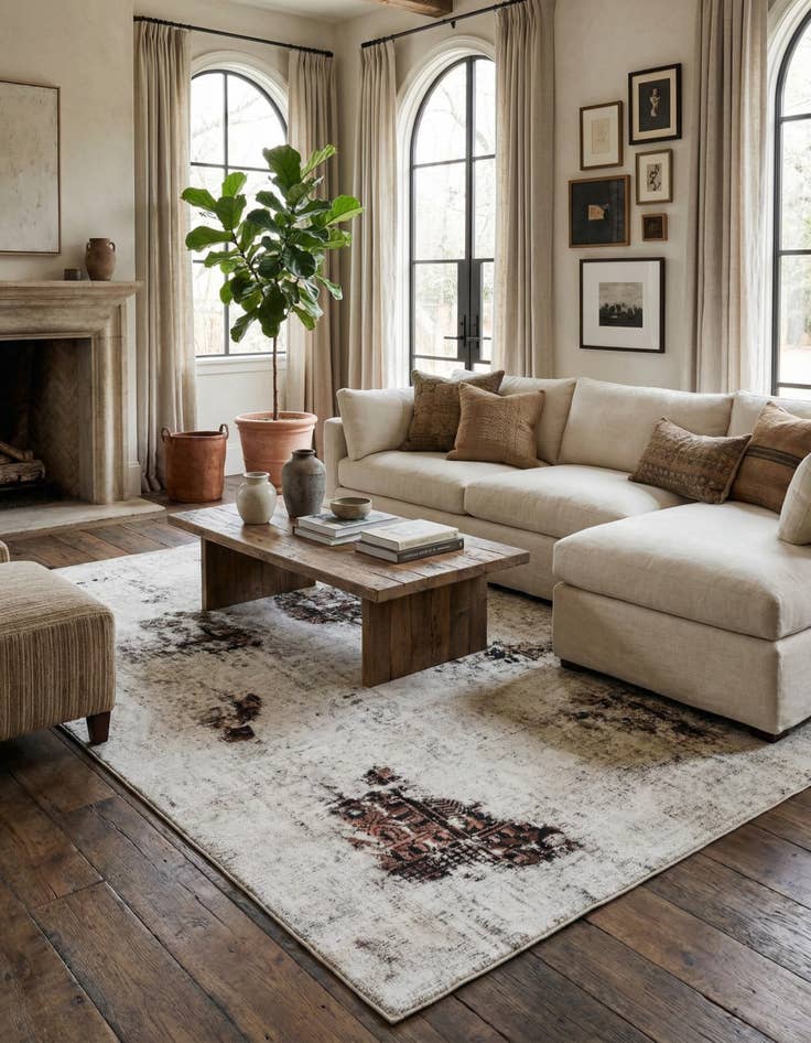 Detail image of  6' 8 x 9' 2  Hand Knotted Ultra Vintage Persian Wool Rug