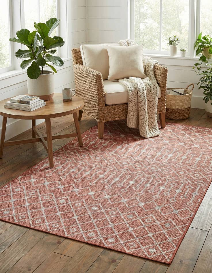 Detail image of 5' 3 x 8'  Washable Trellis Indoor / Outdoor Rug