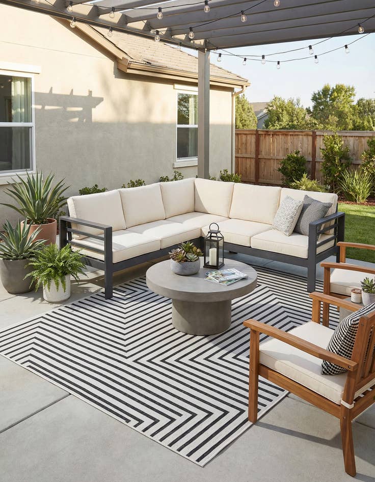 Detail image of  7' 10 x 10'  Washable Modern Indoor / Outdoor Rug