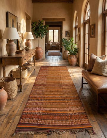 4' 8 x 15' Hand Woven Kilim Fars Wool Runner Rug