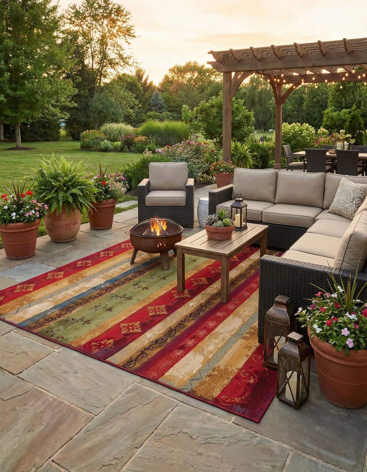 Detail image of 10' x 10'  Washable Modern Indoor / Outdoor Square Rug