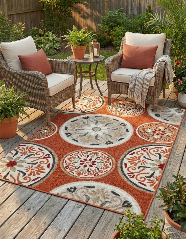 Detail image of 4' x 6'  Washable Modern Indoor / Outdoor Rug