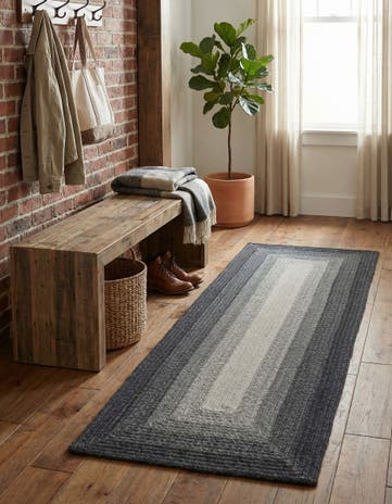 Gray Handmade Hand Braided Wool Runner Rug