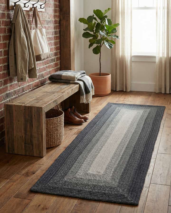 2' x 6' 1 Handmade Hand Braided Wool Runner Rug