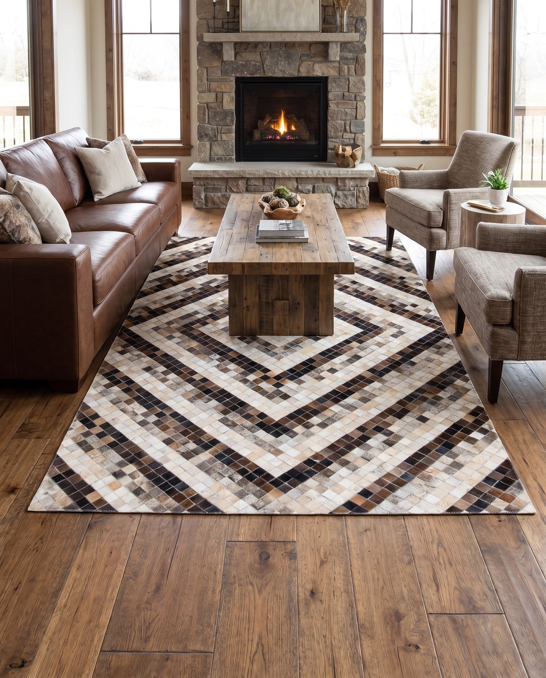 5' x 8' Cowhide Stocks Rug