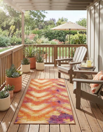 Red Easy-Clean Modern Indoor / Outdoor Runner Rug