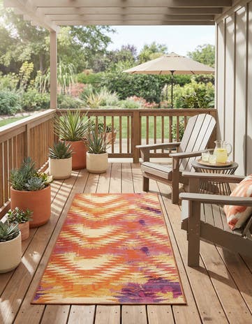 Red Easy-Clean Modern Indoor / Outdoor Runner Rug