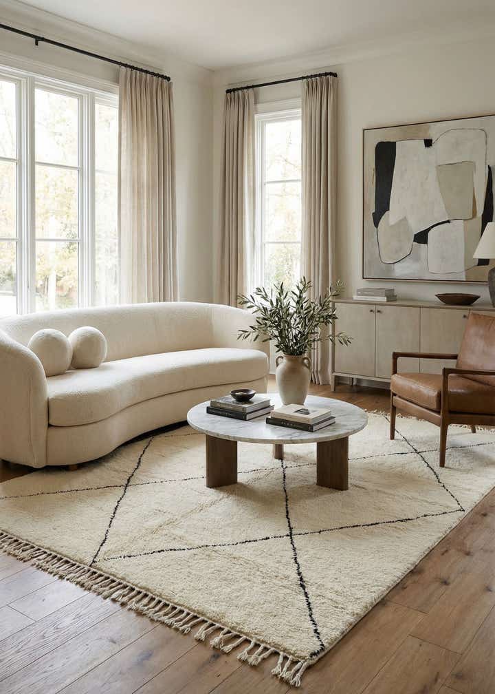 7' x 9' 9 Hand Knotted Moroccan Wool Rug