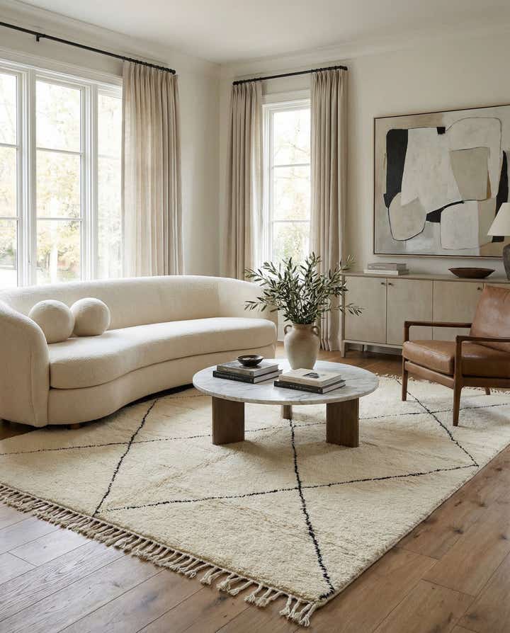 7' x 9' 9 Hand Knotted Moroccan Wool Rug
