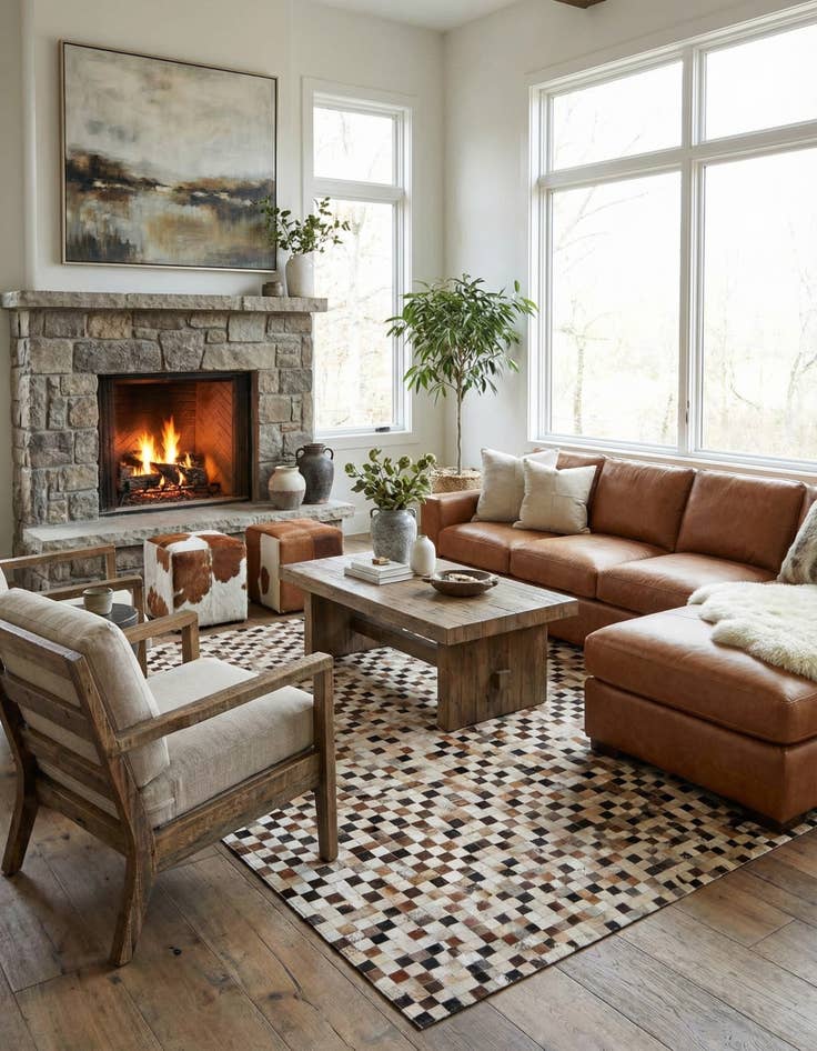 Detail image of  8' x 9' 11 Cowhide - Patchwork Rug