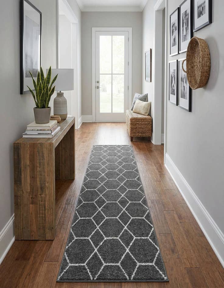 Detail image of  2' x 13' Lattice Frieze Runner Rug