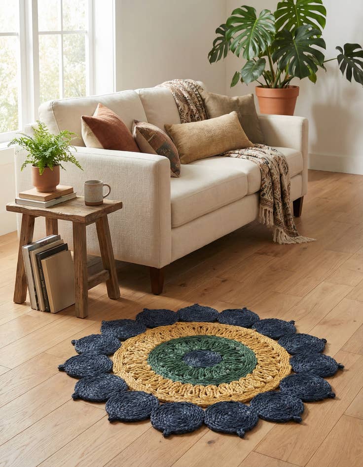 Detail image of 2' x 2'  Hand Braided Jute Round Rug