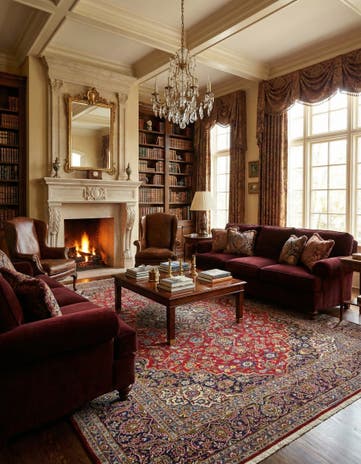 10' x 13' 1 Hand Knotted Kashan Persian Wool Rug