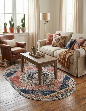 Rust Red Tucson Oval Rug