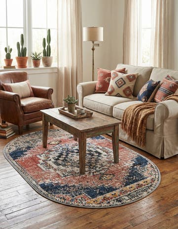 Rust Red Tucson Oval Rug