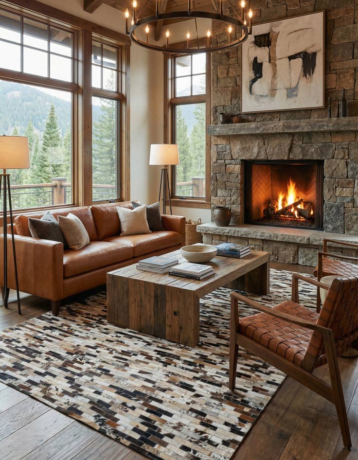 Detail image of 5' x 8' Cowhide Leather Rug