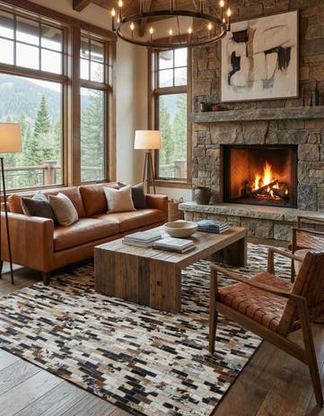 5' x 8' Cowhide Leather Rug