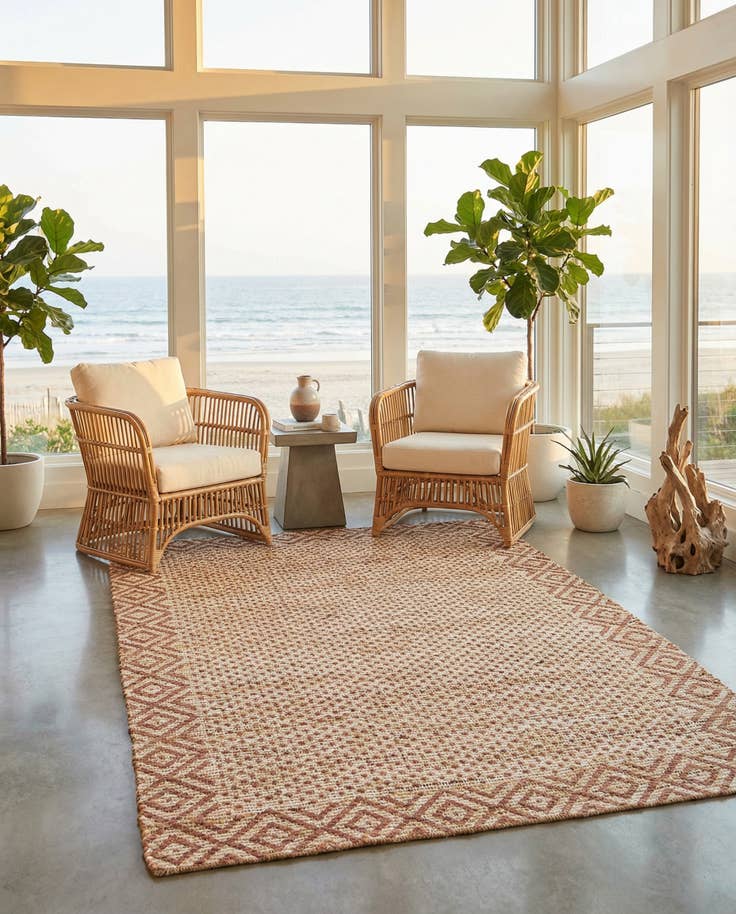 Detail image of 4' 2 x 6' Hand Braided Chenille Jute Rug