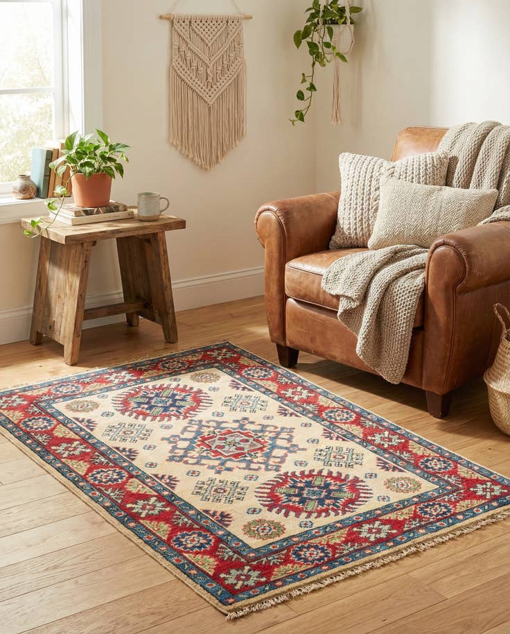 Detail image of 2' 8 x 4' Hand Knotted Kazak Rug