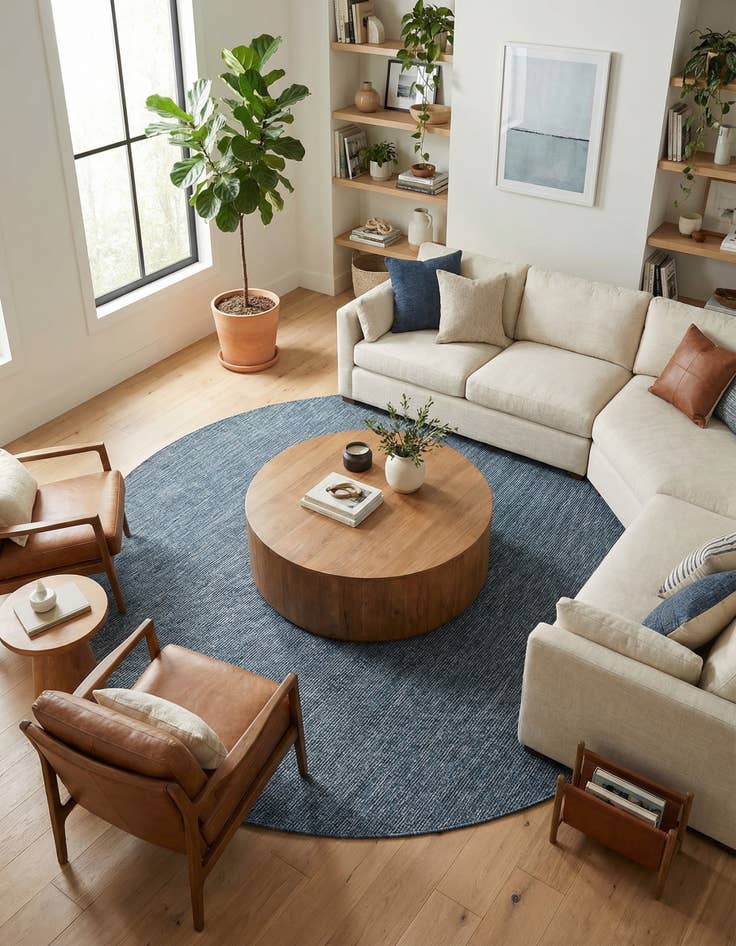 Detail image of  10' x 10'  Washable Solid Indoor / Outdoor Round Rug