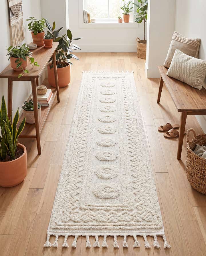Ivory 80cm x 305cm Boho Läufer Teppich