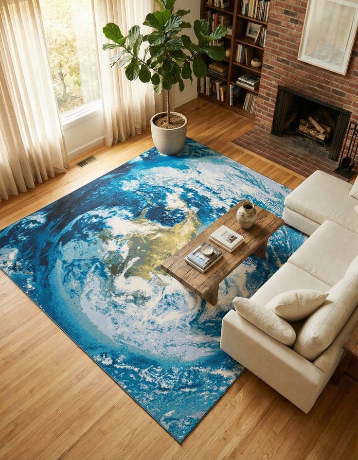 Detail image of 10' x 10'  Washable Modern Indoor / Outdoor Square Rug