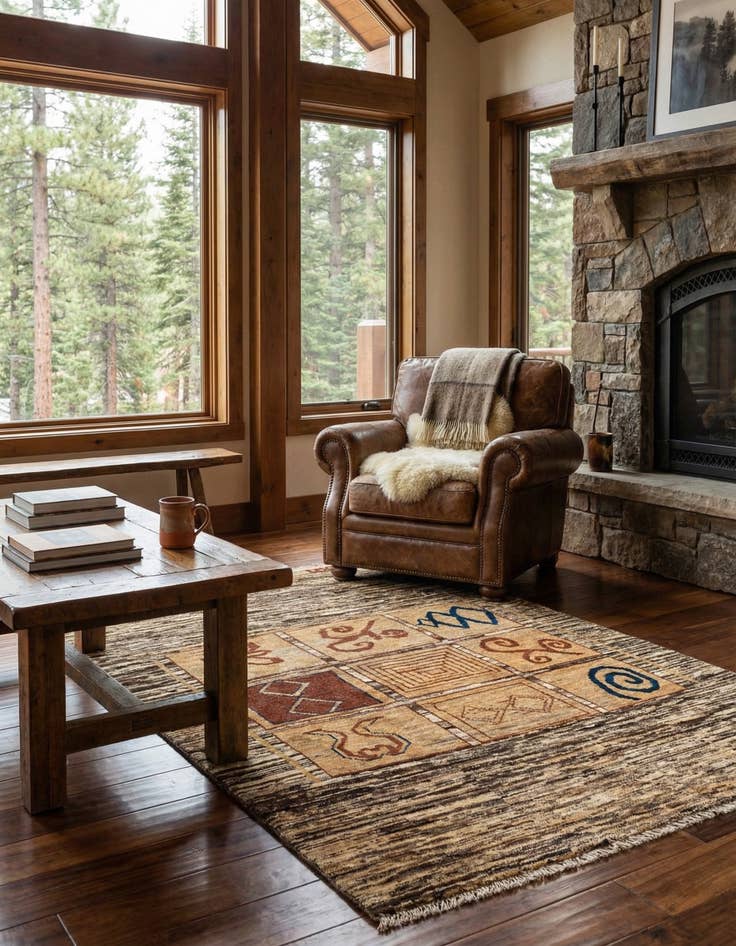 Detail image of 3' 10 x 5' 8  Hand Knotted Modern Ziegler Wool Rug