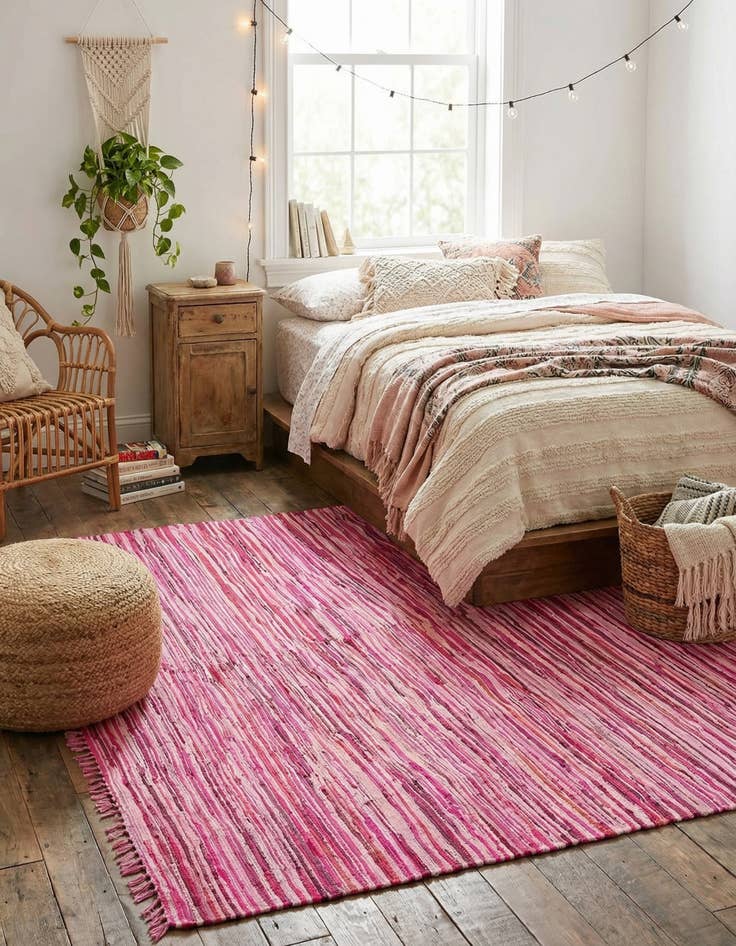 Detail image of 9' x 12'  Hand Woven Chindi Cotton Rug