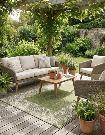 6' x 9' Easy-Clean Border Indoor / Outdoor Rug