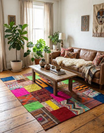 5' 6 x 7' 10 Hand Woven Kilim Patchwork Wool Rug