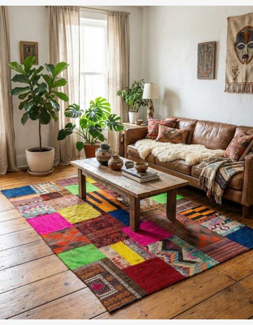 5' 6 x 7' 10 Hand Woven Kilim Patchwork Wool Rug