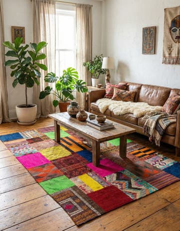 5' 6 x 7' 10 Hand Woven Kilim Patchwork Wool Rug