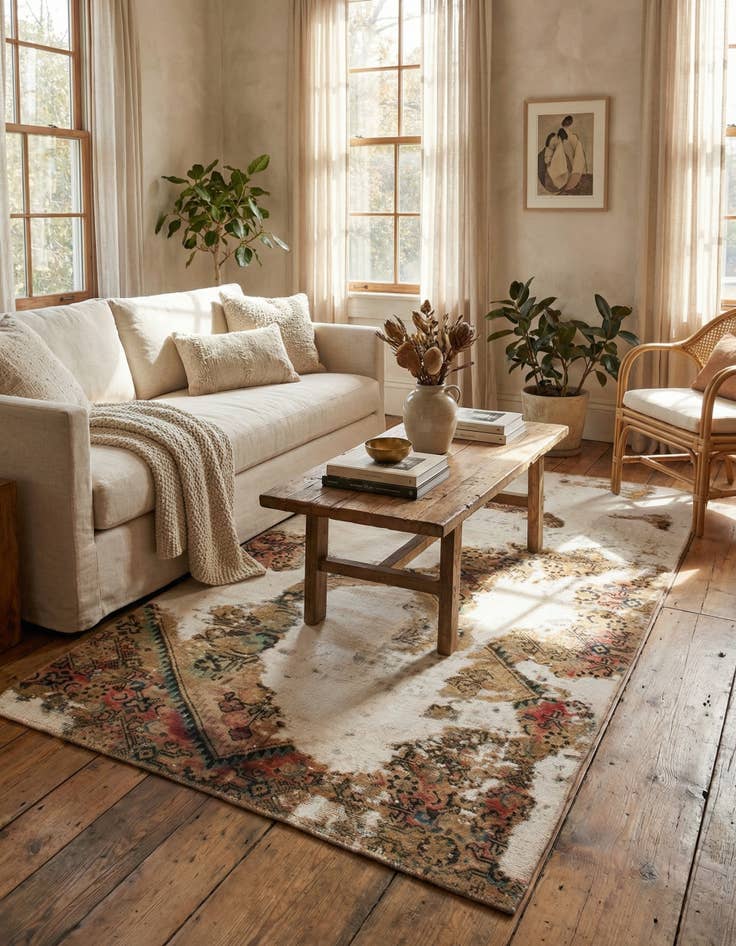 Detail image of 4' x 6' 10  Hand Knotted Ultra Vintage Persian Wool Rug